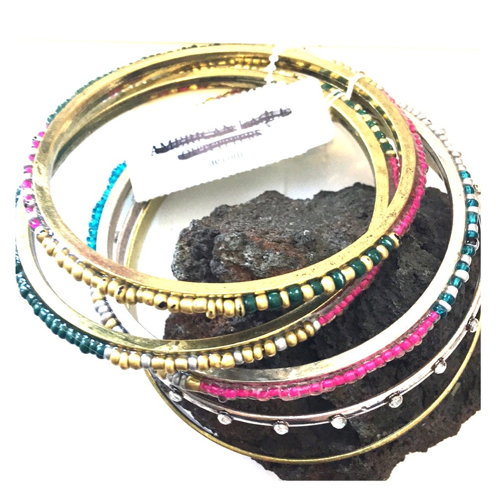 AEO 5 Boho Beaded Bangle Bracelet Set